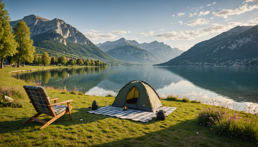 Kamperen in annecy met prachtig uitzicht op de bergen